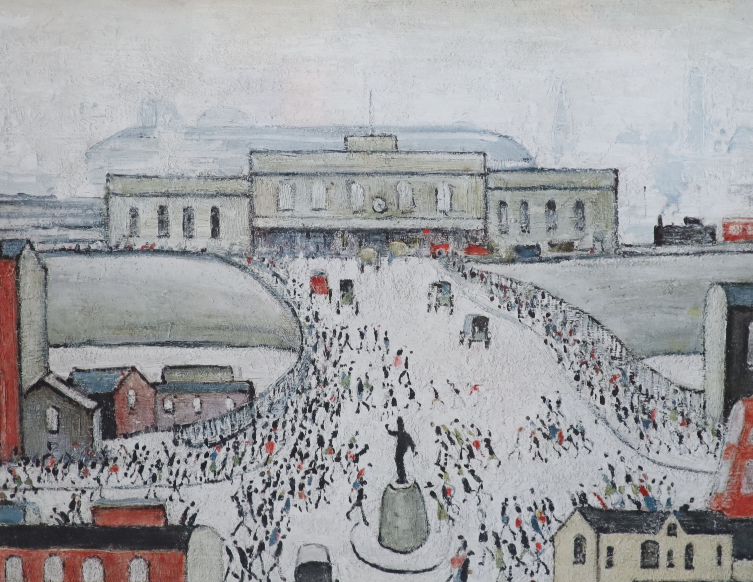 Laurence Stephen Lowry (1887-1976), Station Approach, Lithograph, 41 x 51cm.